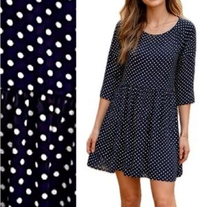 Aritzia Wilfred Polka Dot Babydoll Dress Size Small Le Fou Retro 3/4 Sleeve
